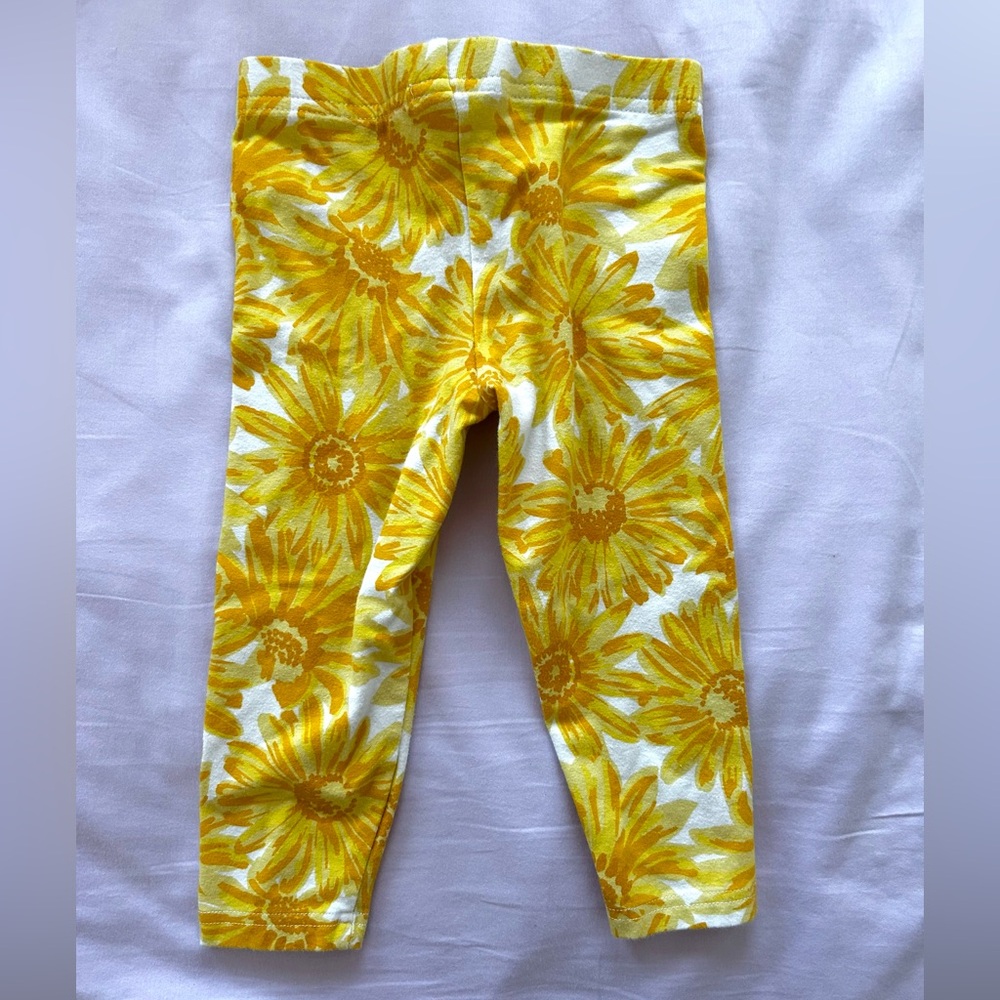 Carter’s Girls Bright Yellow Daisy Floral Spring Cropped Leggings- Girls 4T - Picture 6 of 6